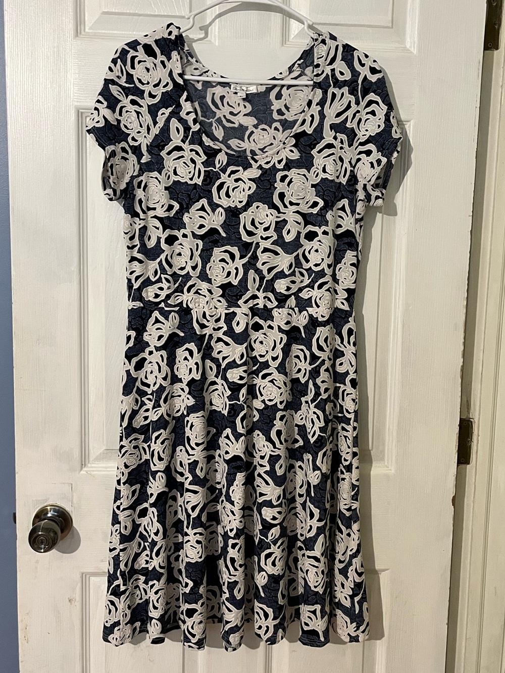 Olivia Matthews Navy Blue Dress with White Floral Print